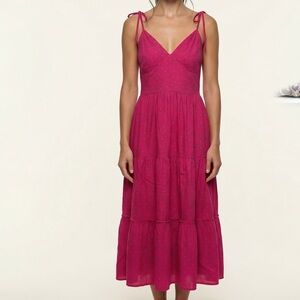 Elegant Pink Dress with Green Accents